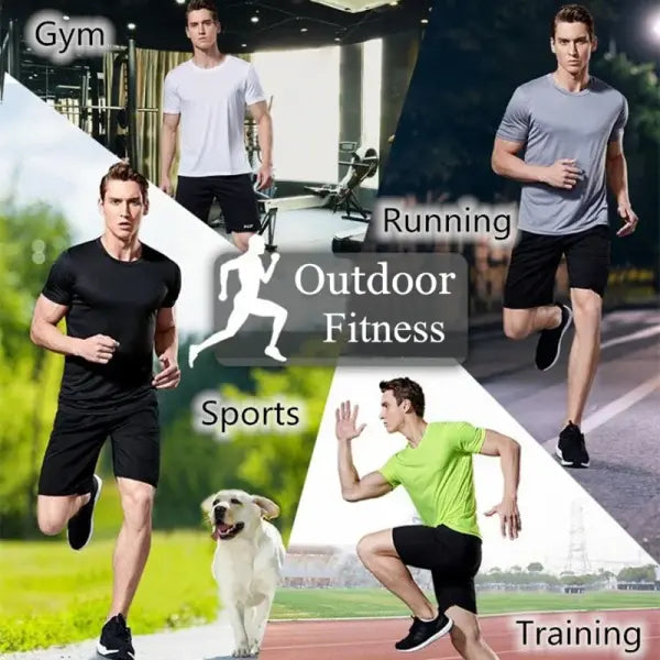 Men’s Quick Dry Short Sleeve Gym Running Moisture Wicking Round Neck T-Shirt Training Exercise Gym Sport Shirt Tops
