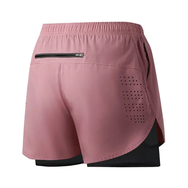 Men’s Running Shorts Double Layer Black Quick-drying Workout Pants - Dark Pink / M(60-70kg)