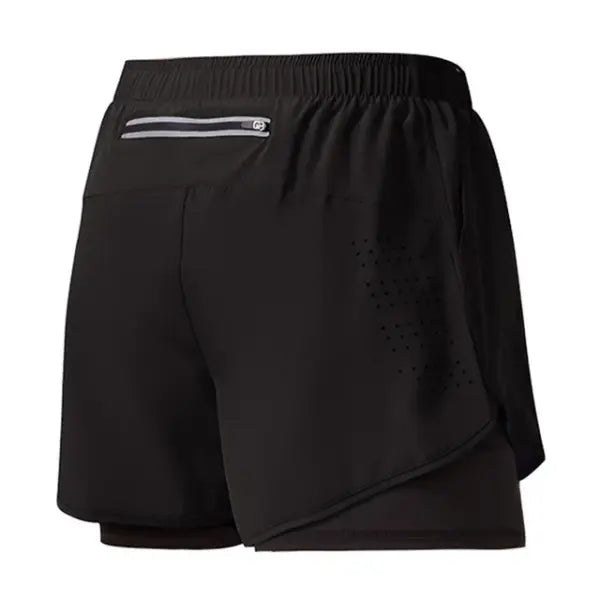 Men’s Running Shorts Double Layer Black Quick-drying Workout Pants