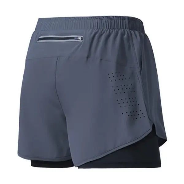 Men’s Running Shorts Double Layer Black Quick-drying Workout Pants - GRAY / XL(80-90kg)