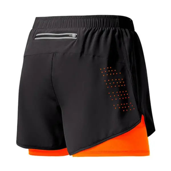 Men’s Running Shorts Double Layer Black Quick-drying Workout Pants - Orange / S(50-60kg)