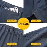 Men’s Running Shorts Double Layer Black Quick-drying Workout Pants