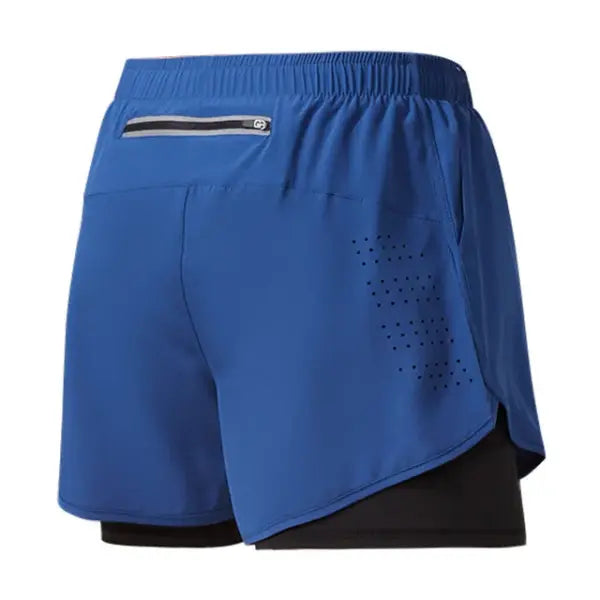 Men’s Running Shorts Double Layer Black Quick-drying Workout Pants - Blue / S(50-60kg)