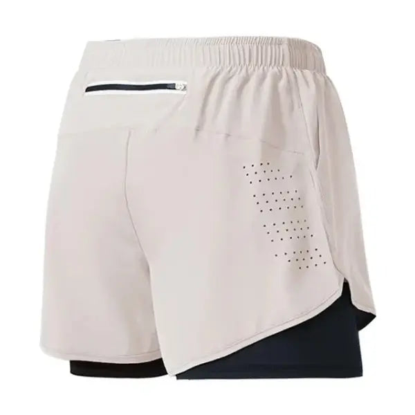 Men’s Running Shorts Double Layer Black Quick-drying Workout Pants - White / S(50-60kg)