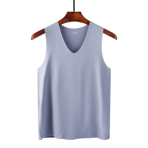 Men’s Seamless Silk Tank Top – Sleeveless Summer Gym & Casual Undershirt - gray / XXL 61-70 kg