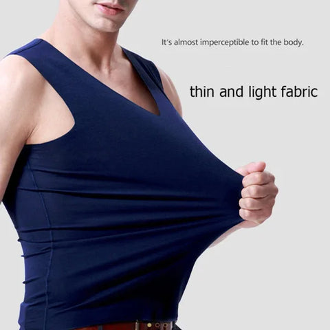 Men’s Seamless Silk Tank Top – Sleeveless Summer Gym & Casual Undershirt