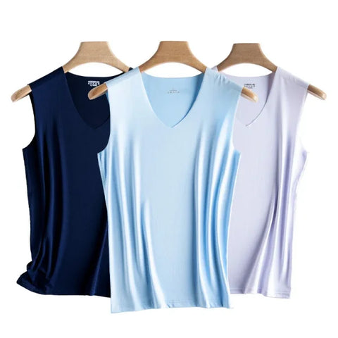 Men’s Seamless Silk Tank Top – Sleeveless Summer Gym & Casual Undershirt