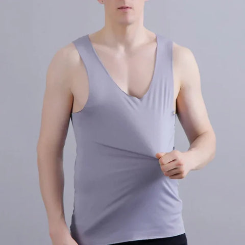 Men’s Seamless Silk Tank Top – Sleeveless Summer Gym & Casual Undershirt