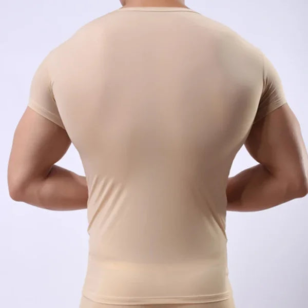 Men's Sheer Ice Silk Undershirt - Sexy See-Through Mesh Shirt - Himpall