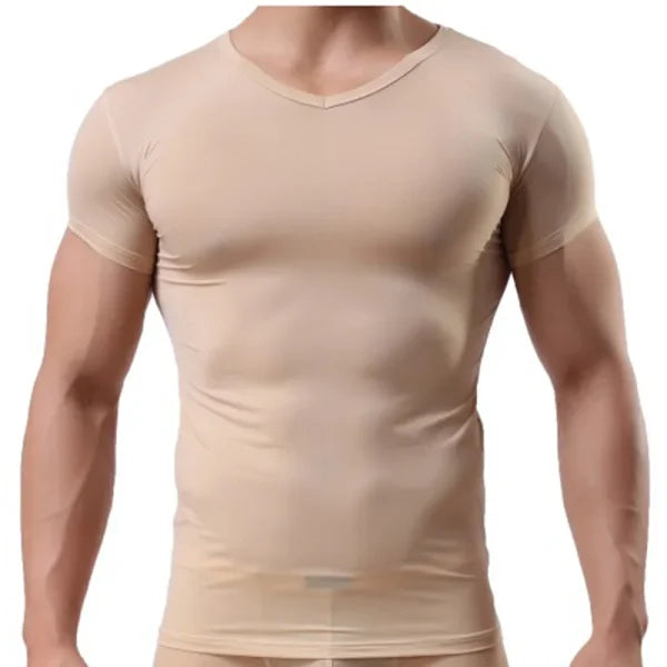 Men's Sheer Ice Silk Undershirt - Sexy See-Through Mesh Shirt - Himpall