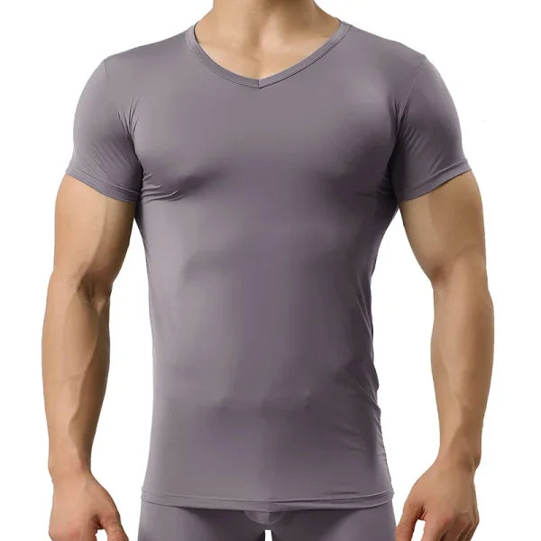 Men's Sheer Ice Silk Undershirt - Sexy See-Through Mesh Shirt - Himpall