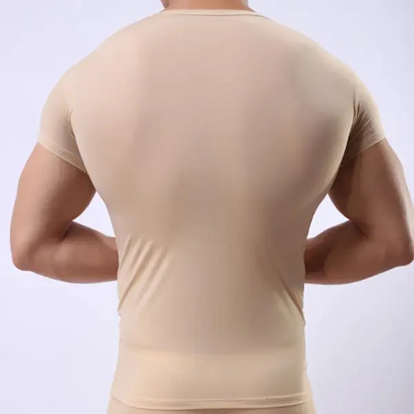 Men’s Ice Silk Sheer Mesh Undershirt - Sexy See-Through Fitness Muscle Tee - Breathable Bodybuilding Base Layer