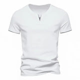 Men’s Short Sleeve Slim Fit Henley - Casual V-Neck Cotton Tee - Basic Summer Essential Button Top