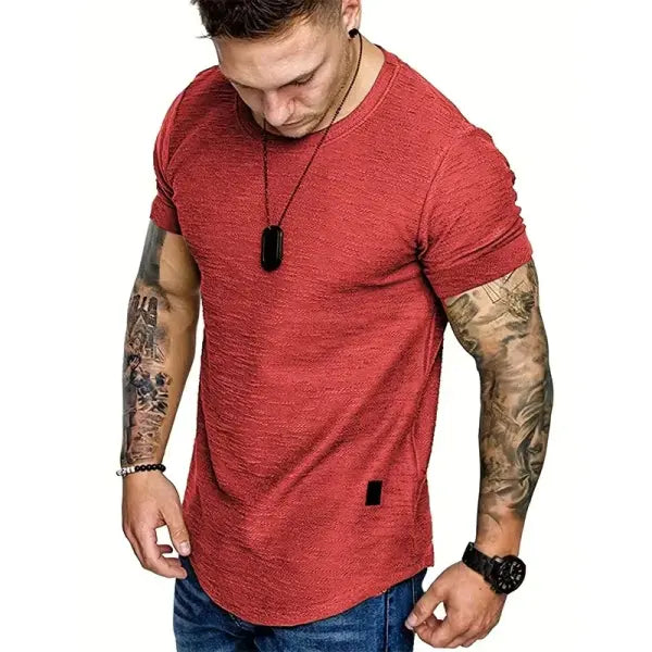 Men’s Lightweight Performance Crew Neck - Summer Basic Active Tee - Versatile Fashion Sports & Running Shirt - Red