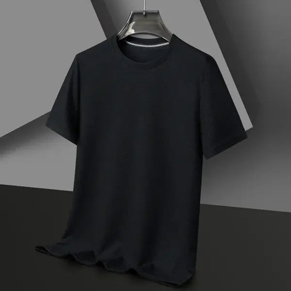 Men’s Short Sleeved Waffle T-shirt Casual Summer Style - black / L