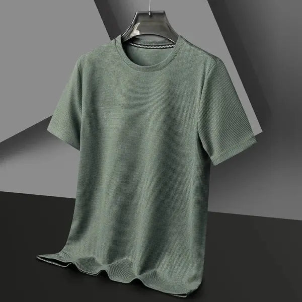 Men’s Short Sleeved Waffle T-shirt Casual Summer Style - green / XL