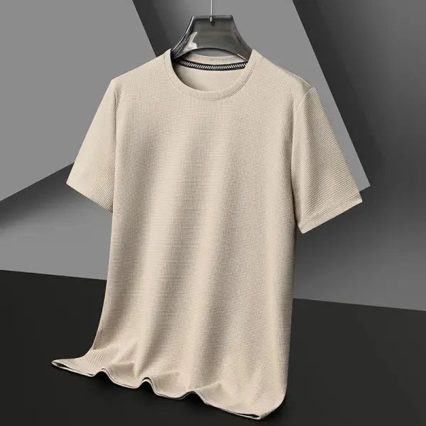 Men’s Short Sleeved Waffle T-shirt Casual Summer Style - Khaki / XXL