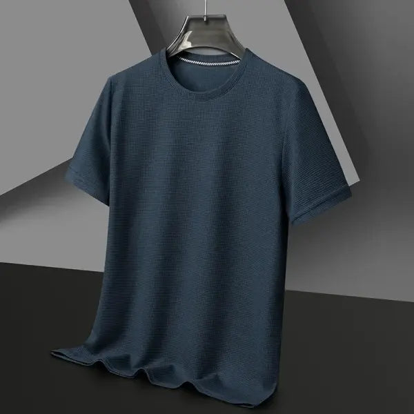 Men’s Short Sleeved Waffle T-shirt Casual Summer Style - Navy Blue / XXL