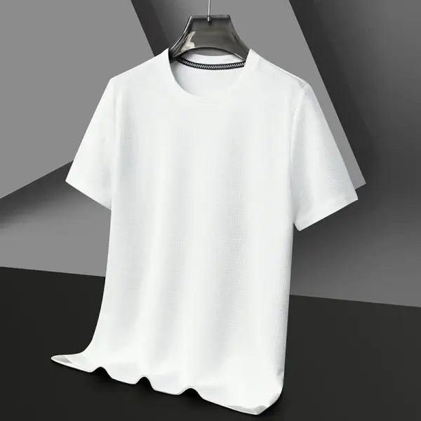 Men’s Short Sleeved Waffle T-shirt Casual Summer Style - WHITE / 4XL