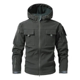 Men’s Silent Soft Shell Camouflage Tactical Jacket Waterproof Warm Fleece Hunting Jackets Outdoor Hiking Fishing Hooded