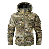 Men’s Silent Soft Shell Camouflage Tactical Jacket Waterproof Warm Fleece Hunting Jackets Outdoor Hiking Fishing Hooded
