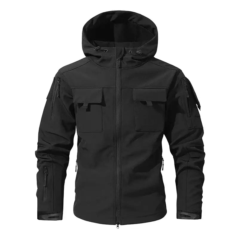 Men’s Silent Soft Shell Camouflage Tactical Jacket Waterproof Warm Fleece Hunting Jackets Outdoor Hiking Fishing Hooded