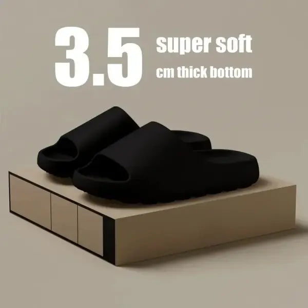 Men’s & Women’s EVA Soft Thick-Soled Slippers | Summer Fashion Yeezy-Style Slides & Beach Sandals - black / 42-43