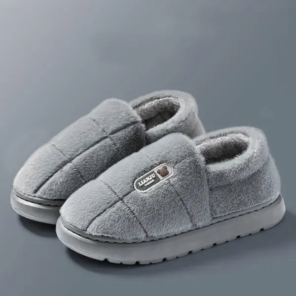 Men’s & Women’s Winter Plush Slippers – Non-Slip Warm Home Shoes Big Sizes 50-51 - gray / 36-37