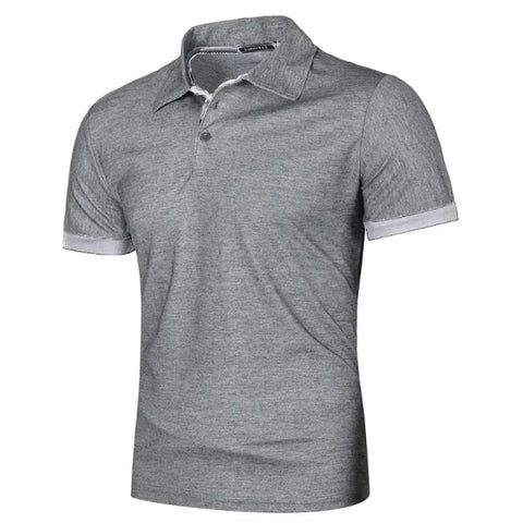 Men’s Solid Color Polo Shirt – Lightweight Summer Lapel Streetwear Tee - Denim Blue / Asian XXL(60-80KG)