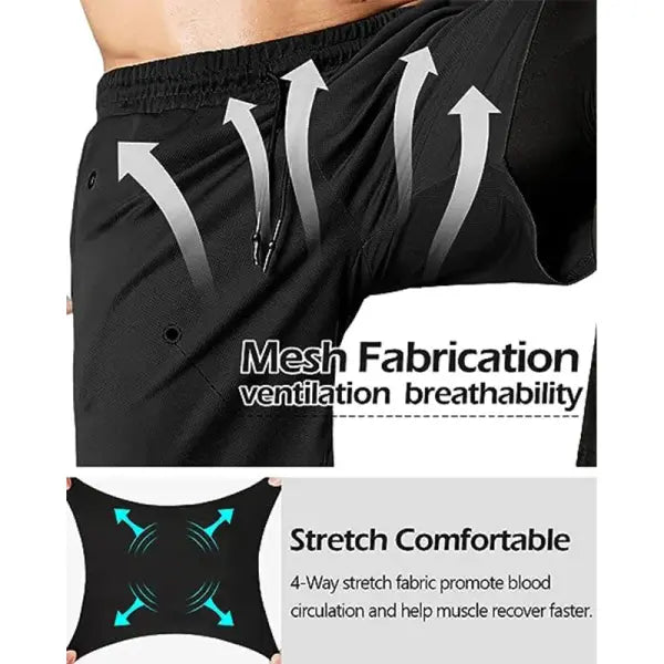 Men’s 2-in-1 Training Athletic Sport Pants - Performance Workout Joggers - Built-in Compression Gym Fitness Trousers