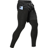 Men’s 2-in-1 Training Athletic Sport Pants - Performance Workout Joggers - Built-in Compression Gym Fitness Trousers