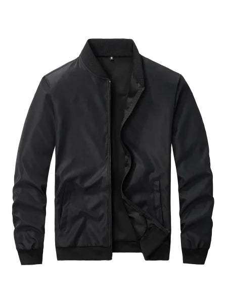 Men's Spring and Autumn Baseball Collar Jacket – Loose Fit Solid Color Casual Coat - Himpall