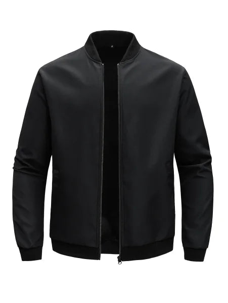 Men's Spring and Autumn Baseball Collar Jacket – Loose Fit Solid Color Casual Coat - Himpall