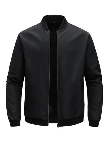 Men's Spring and Autumn Baseball Collar Jacket – Loose Fit Solid Color Casual Coat - Himpall