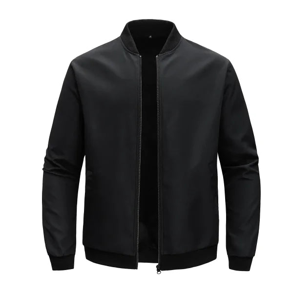 Men's Spring and Autumn Baseball Collar Jacket – Loose Fit Solid Color Casual Coat - Himpall