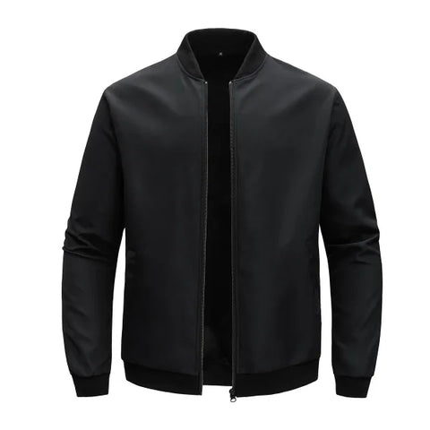 Men's Spring and Autumn Baseball Collar Jacket – Loose Fit Solid Color Casual Coat - Himpall