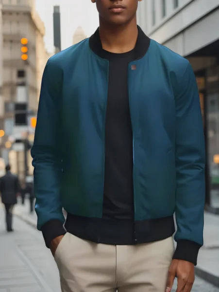 Men's Spring and Autumn Baseball Collar Jacket – Loose Fit Solid Color Casual Coat - Himpall
