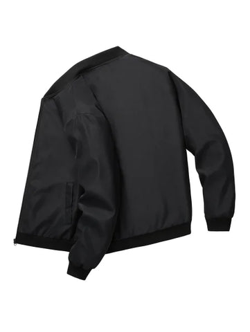 Men's Spring and Autumn Baseball Collar Jacket – Loose Fit Solid Color Casual Coat - Himpall