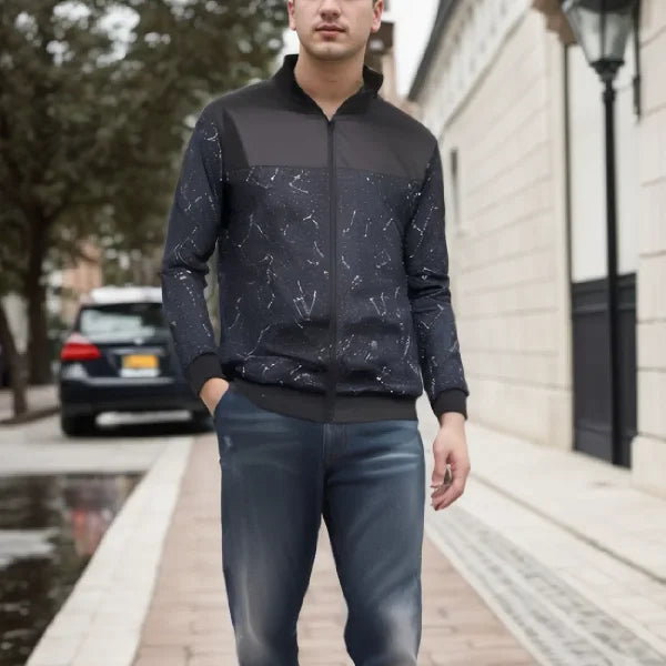Men's Spring and Autumn Baseball Collar Jacket – Loose Fit Solid Color Casual Coat - Himpall
