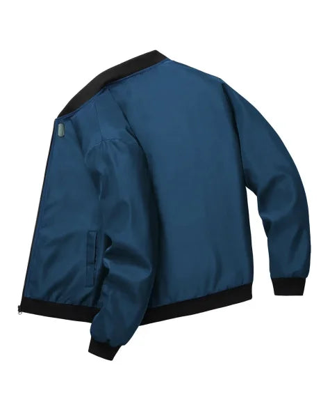 Men's Spring and Autumn Baseball Collar Jacket – Loose Fit Solid Color Casual Coat - Himpall