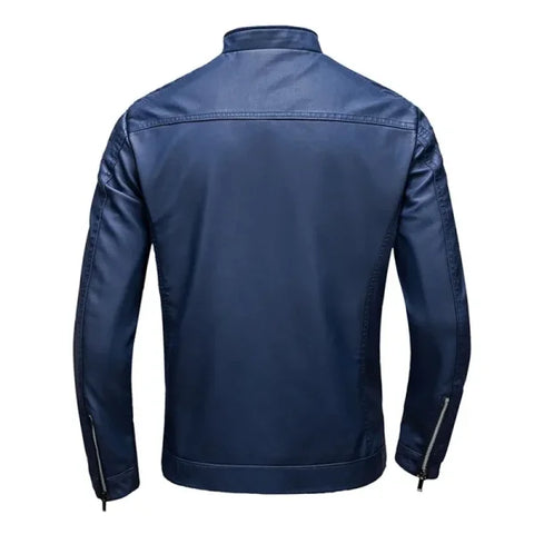 Men's Stand Collar Leather Jacket – Fashion Slim Fit Casual Korean Style - Himpall