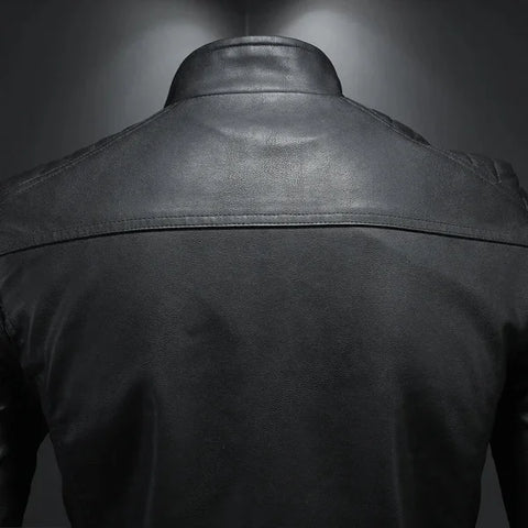 Men's Stand Collar Leather Jacket – Fashion Slim Fit Casual Korean Style - Himpall