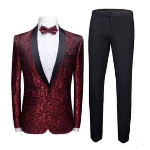 Men’’s suit suits men wedding Dress Suit Set - Claret / 165 94B(S)