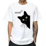 Men’s T-shirt 100% Cotton Summer Meow Black Cat Print Men T Shirt Casual Loose o-neck Men Tshirt Short Sleeve t-shirt