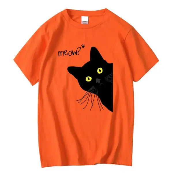 Men’s T-shirt 100% Cotton Summer Meow Black Cat Print Men T Shirt Casual Loose o-neck Men Tshirt Short Sleeve t-shirt