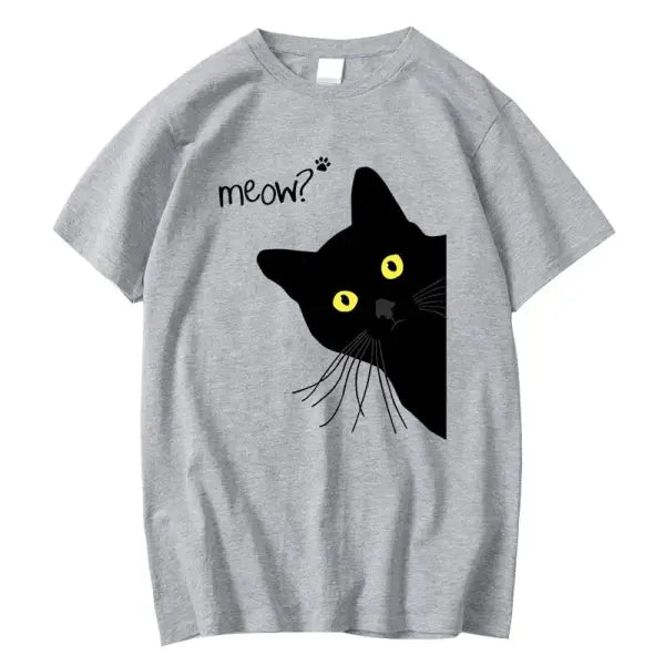 Men’s T-shirt 100% Cotton Summer Meow Black Cat Print Men T Shirt Casual Loose o-neck Men Tshirt Short Sleeve t-shirt