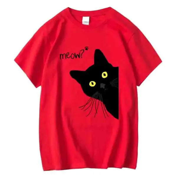 Men’s T-shirt 100% Cotton Summer Meow Black Cat Print Men T Shirt Casual Loose o-neck Men Tshirt Short Sleeve t-shirt