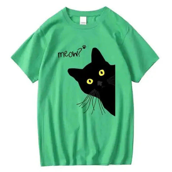 Men’s T-shirt 100% Cotton Summer Meow Black Cat Print Men T Shirt Casual Loose o-neck Men Tshirt Short Sleeve t-shirt
