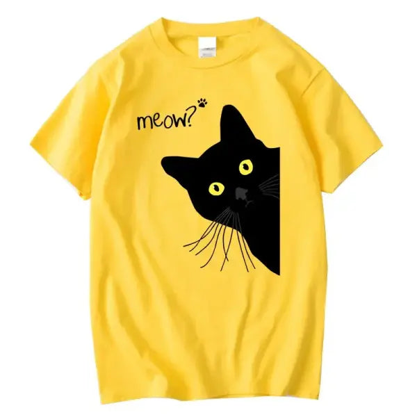 Men’s T-shirt 100% Cotton Summer Meow Black Cat Print Men T Shirt Casual Loose o-neck Men Tshirt Short Sleeve t-shirt