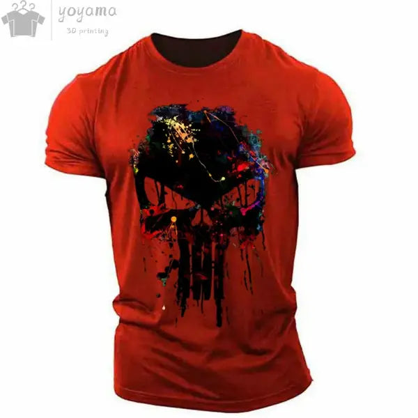 Men’s T Shirt 3d Print Military Patriotic Skull O-Neck T Shirt Oversized T-Shirt Short-Sleeved Tee Sportswear Men’s